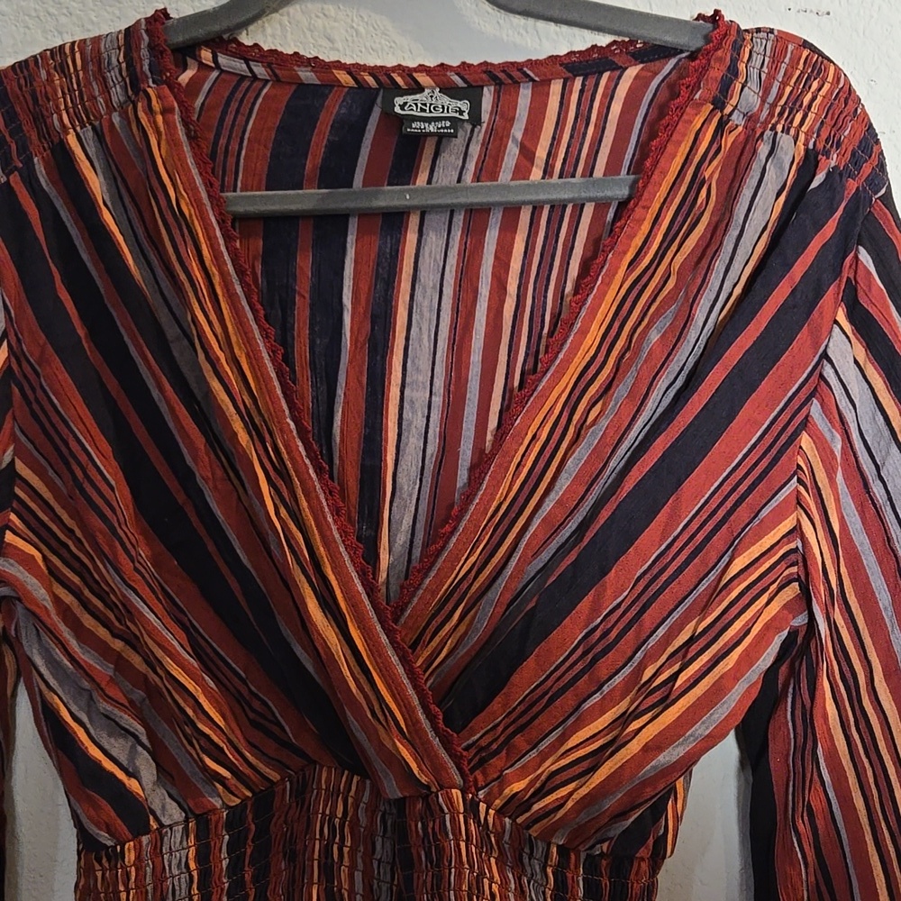 Angie Striped V-Neck Long Sleeve Top Size S - Picture 3 of 7